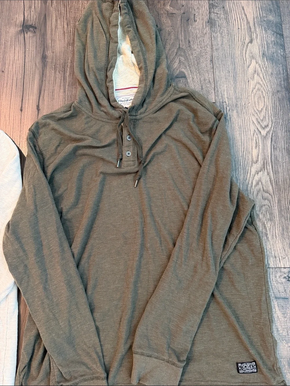 2 Men's Cream & Green Henley Sweater